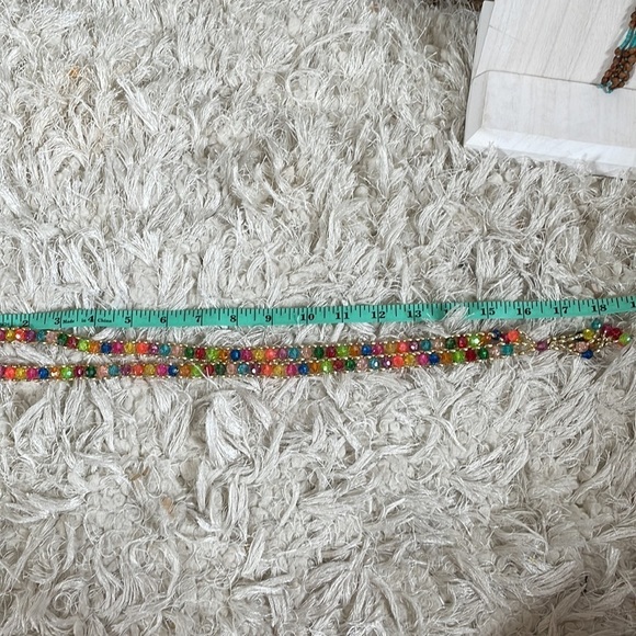 STATEMENT fringe necklace fun multi colored with gold accent - Picture 7 of 8